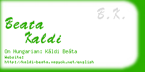 beata kaldi business card